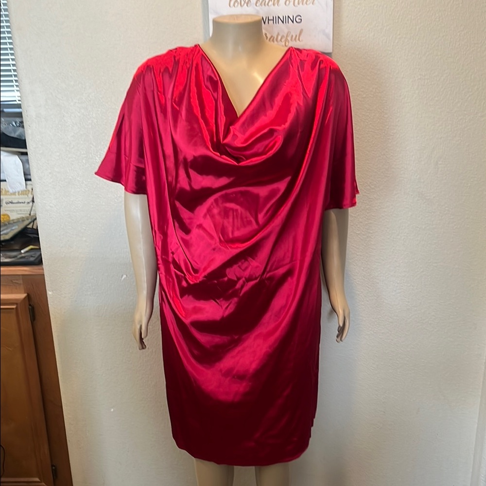 SHEIN Red Cowl Neck Dolman Sleeve Cocktail Dress